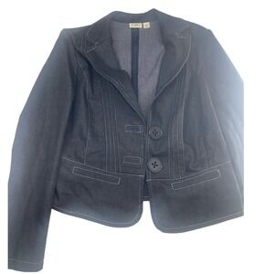 Cato Women's Black‎ Denim Blazer Jacket Size S Casual Career